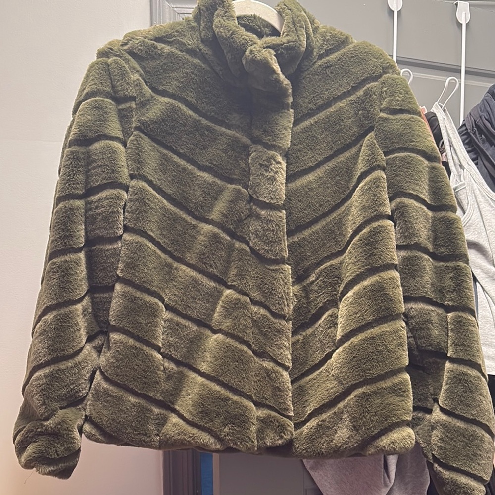 Ci Sono Green Teddy Jacket Quilted Insulated outerwear collection nwot